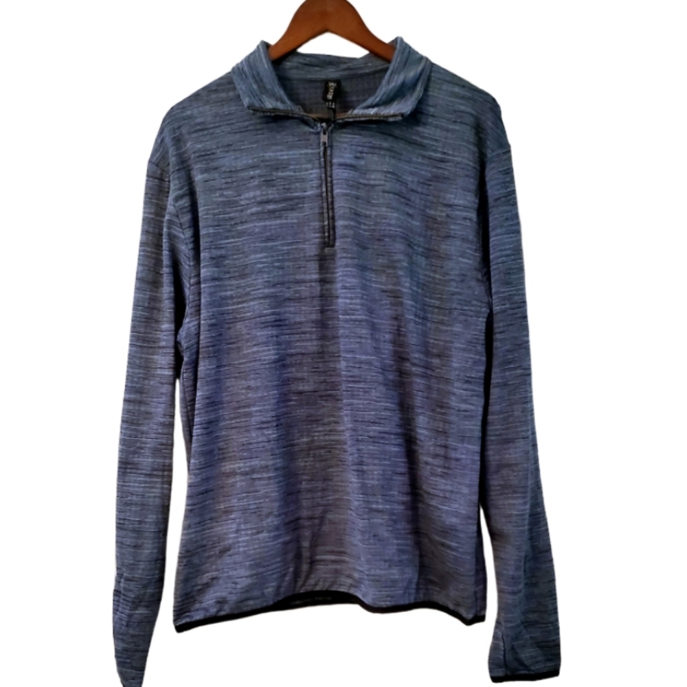 Askya long sleeve blue black trim 1/4 zip pullover top XL